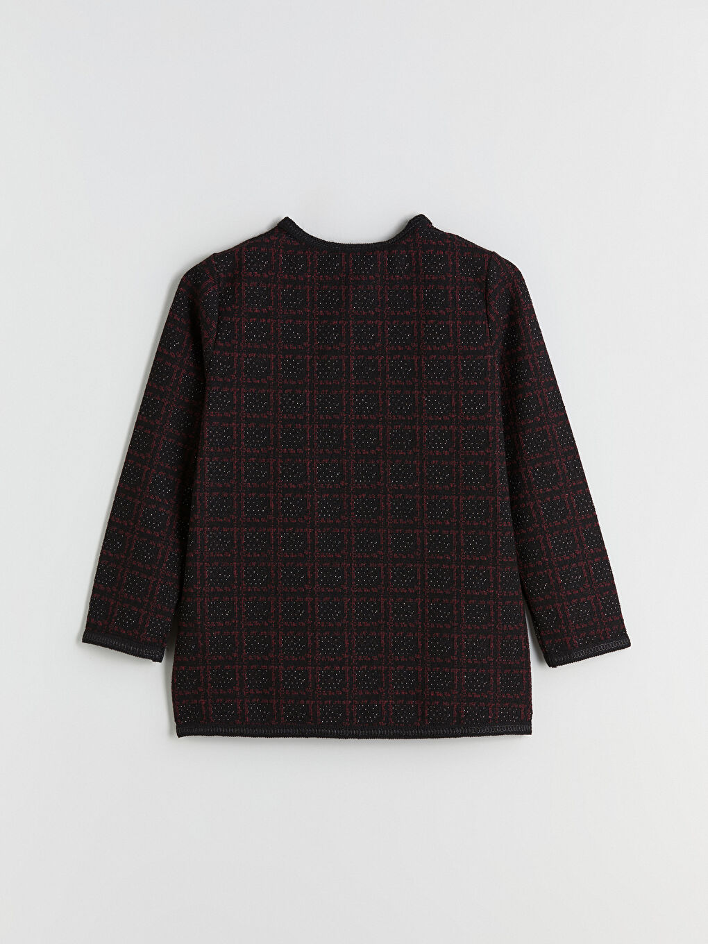 Bordo Bisiklet Yaka Desenli Kadın Hırka-5