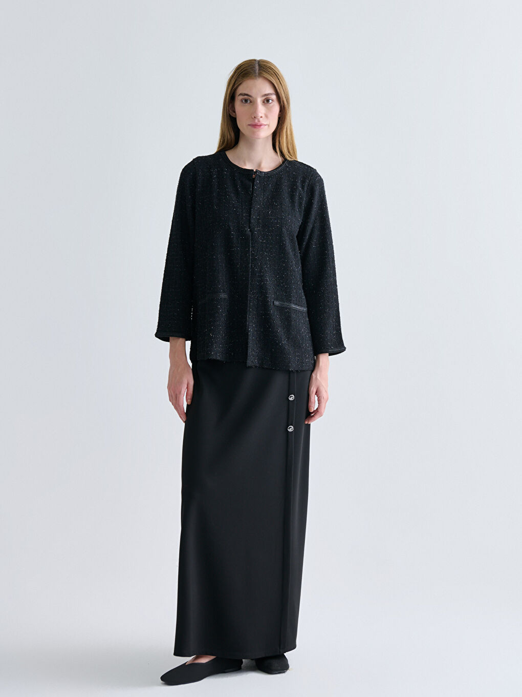 Crew Neck Plaid Women's Cardigan-1