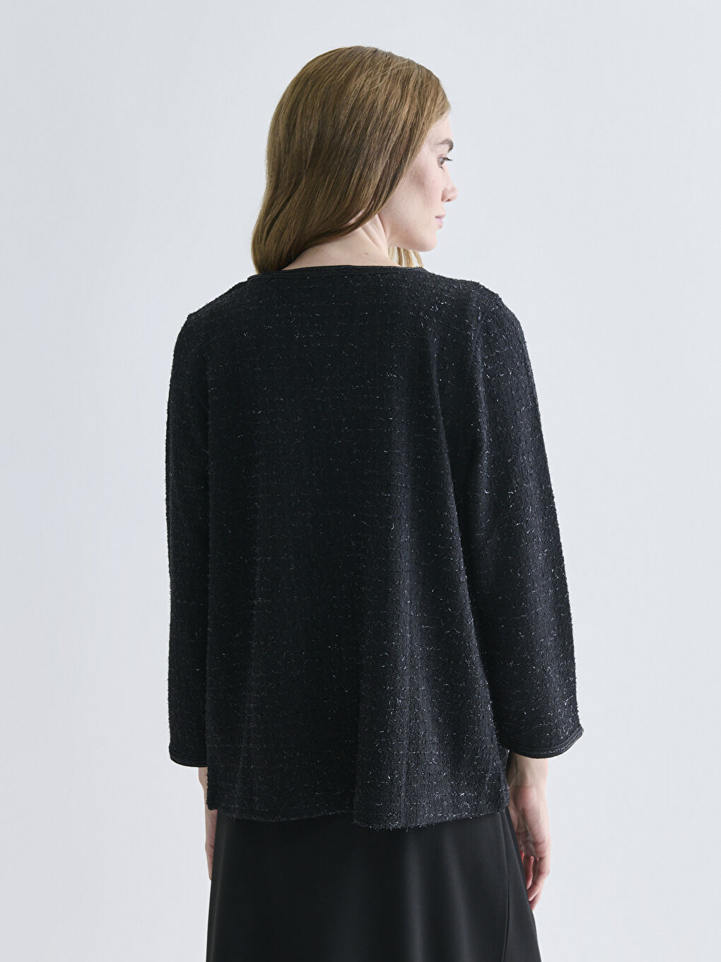 Crew Neck Plaid Women's Cardigan-3