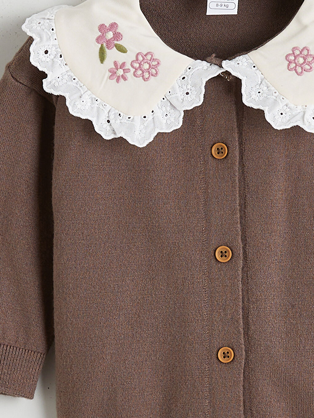 Pembe Bebe Yaka Kız Bebek Hırka ve Tayt-5