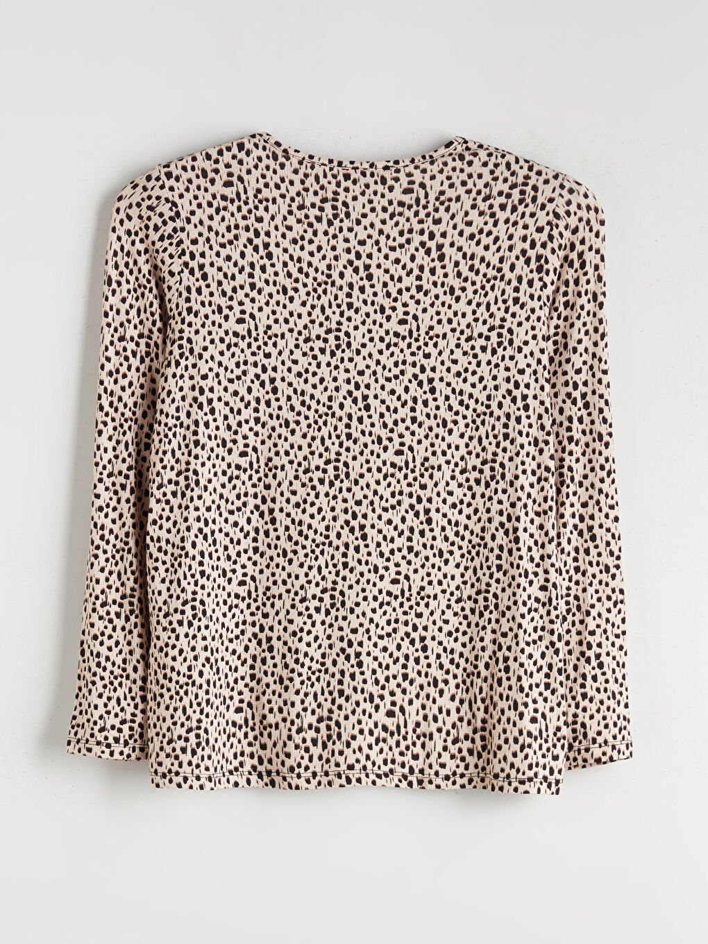 Bej Bisiklet Yaka Desenli Bluz-6