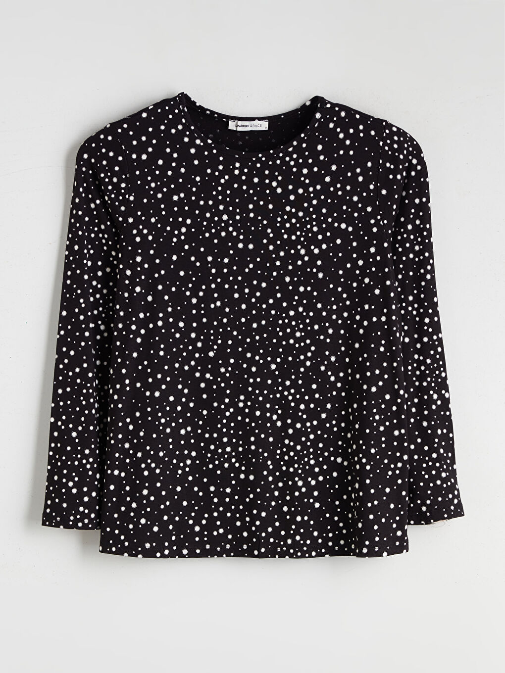 Plus Size Crew Neck Patterned Blouse-6
