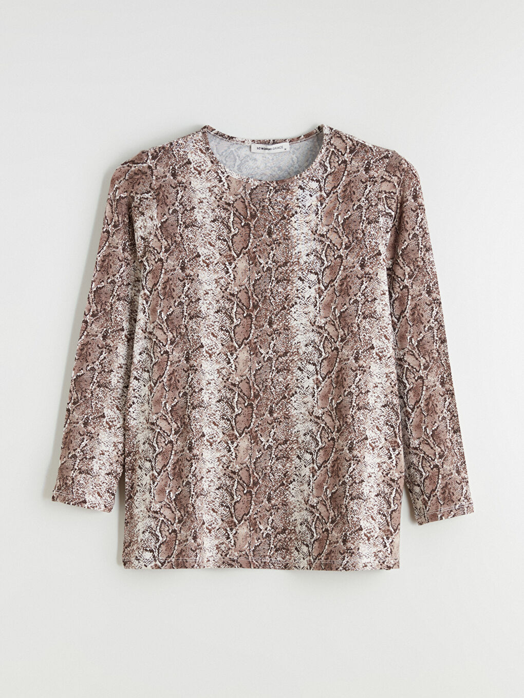 Kahverengi Bisiklet Yaka Desenli Bluz-4