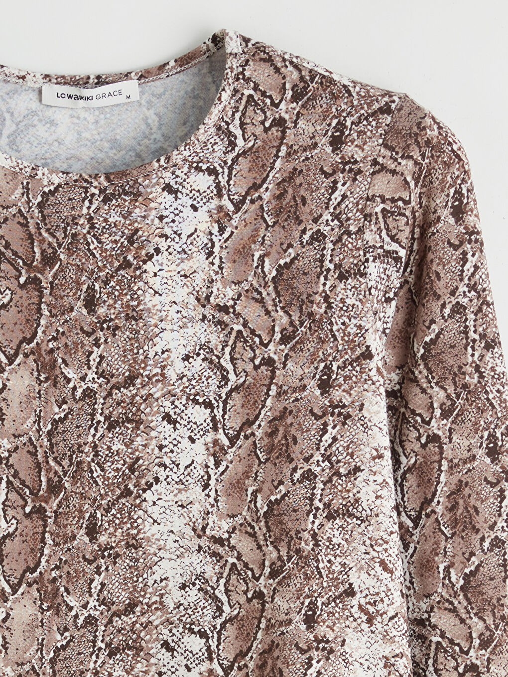 Kahverengi Bisiklet Yaka Desenli Bluz-5