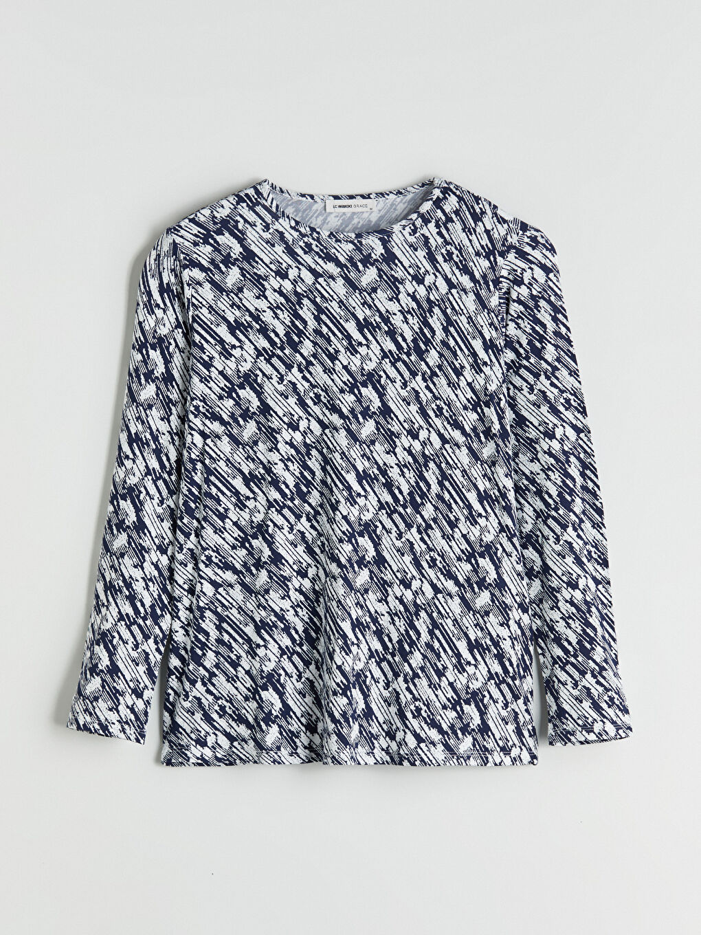 Crew Neck Patterned Blouse-5