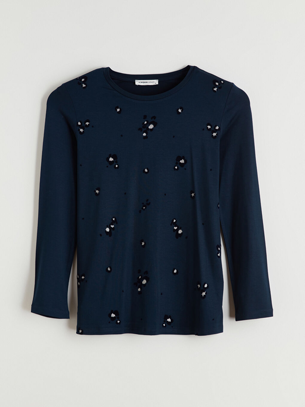 Тениска с кръгло деколте и шарки за жени-4