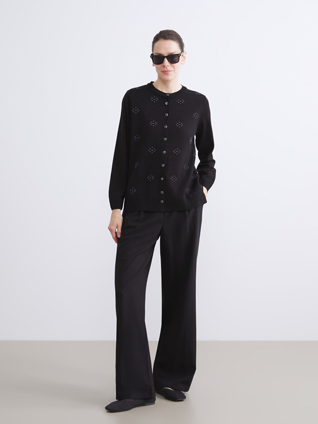 Okrugli izrez Ukrašeno cirkonima Ženski Trikotažni Kardigan-1