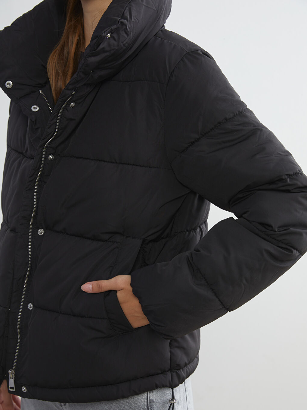 Dik Yaka Kadın Şişme Mont-2