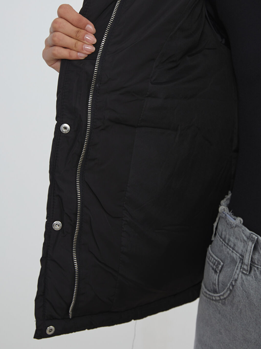 Dik Yaka Kadın Şişme Mont-3