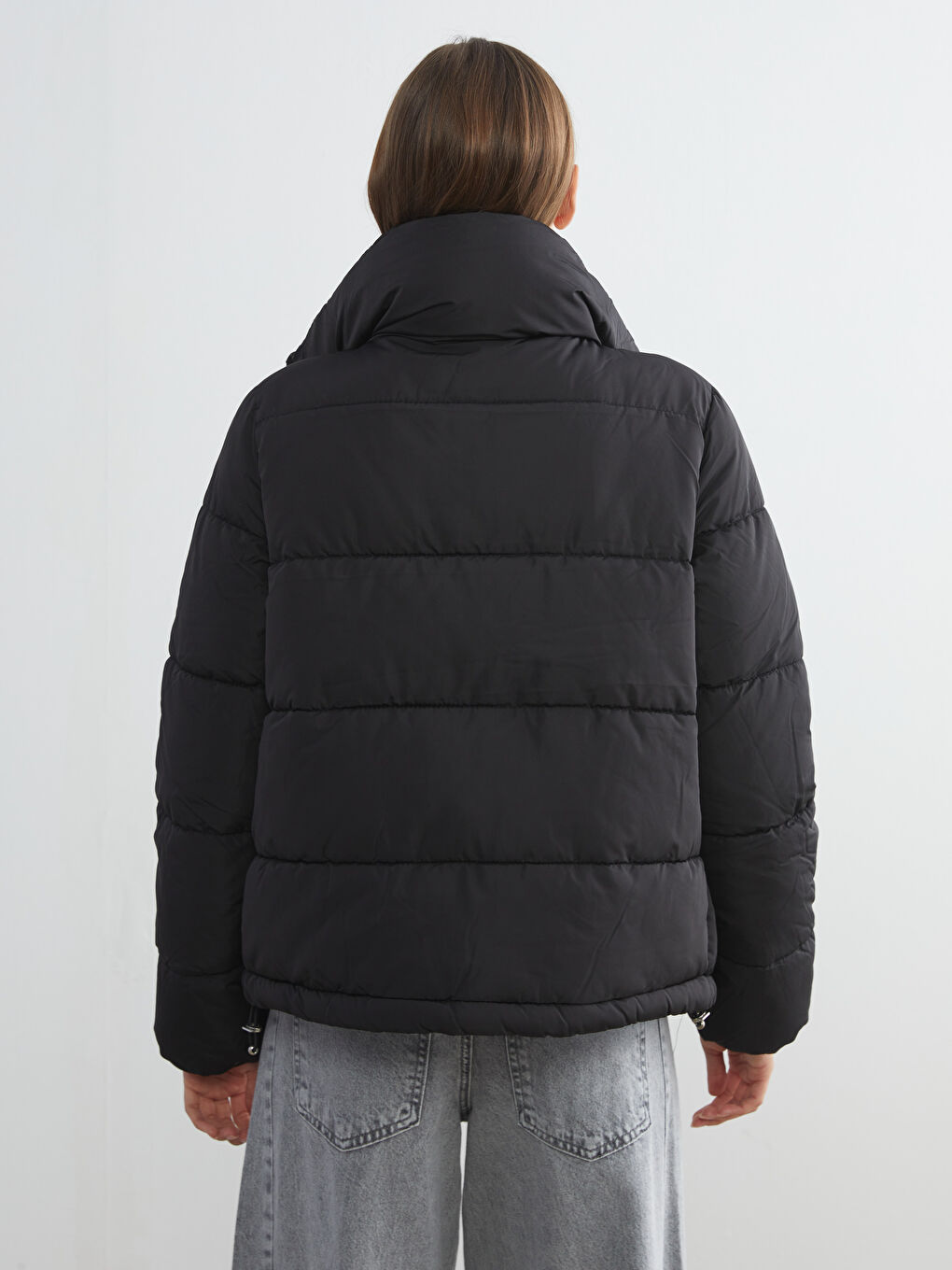 Dik Yaka Kadın Şişme Mont-4