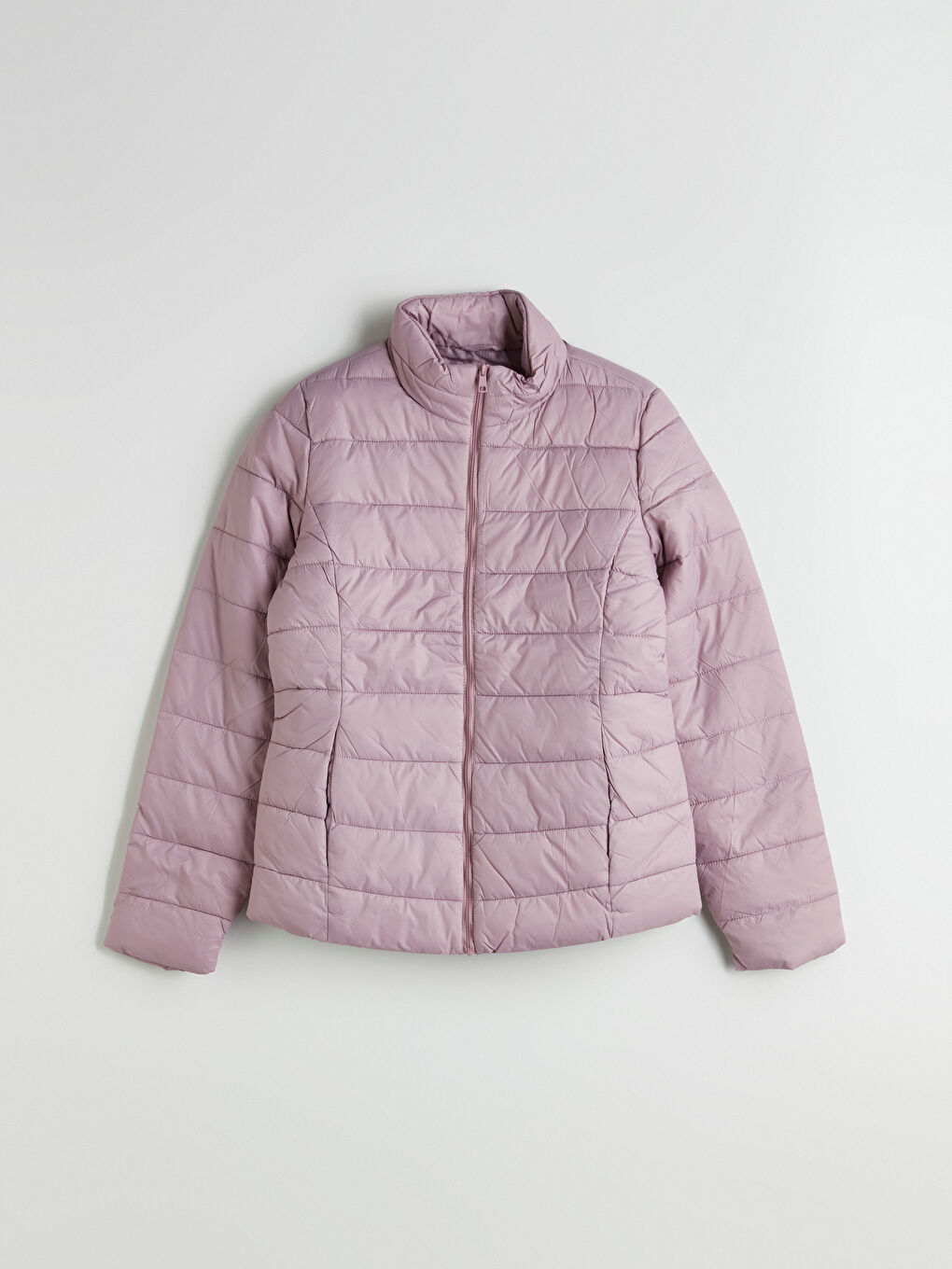 Mürdüm Dik Yaka Kadın Şişme Mont-5