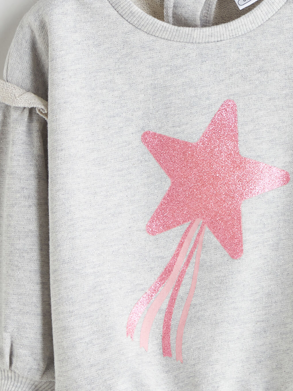 Gri Bisiklet Yaka Kız Bebek Sweatshirt-1