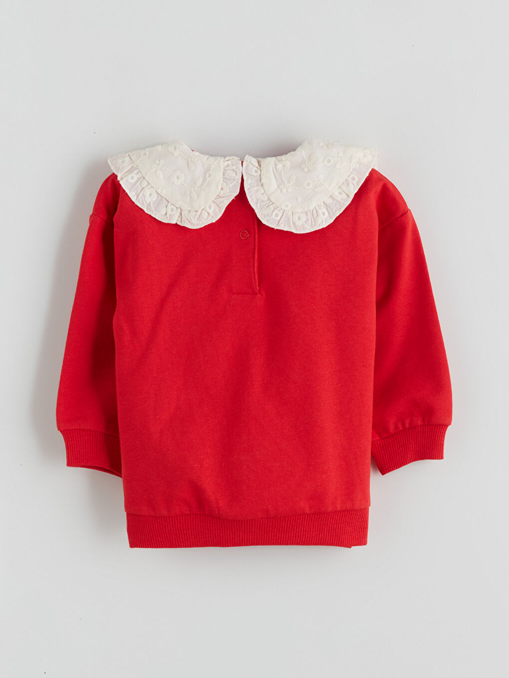 Kırmızı Bebe Yaka Kız Bebek Sweatshirt-1