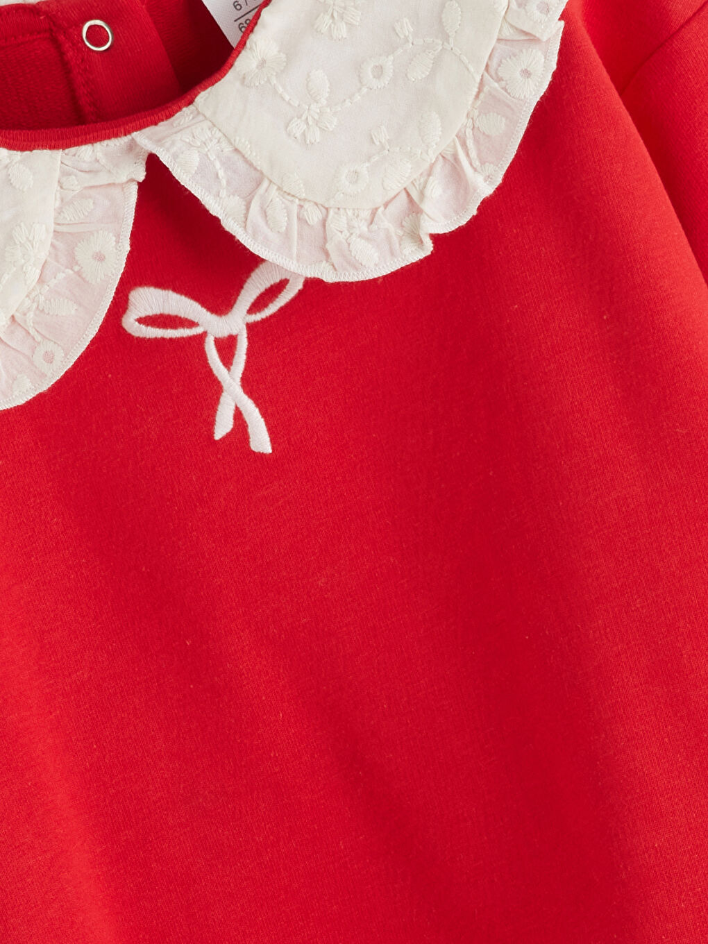 Kırmızı Bebe Yaka Kız Bebek Sweatshirt-2