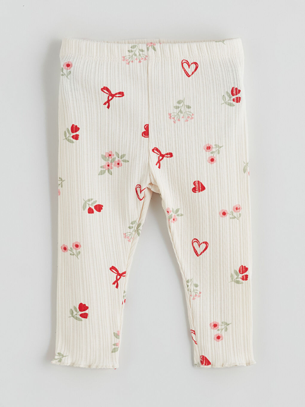 Ekru Kız Bebek Desenli Tayt