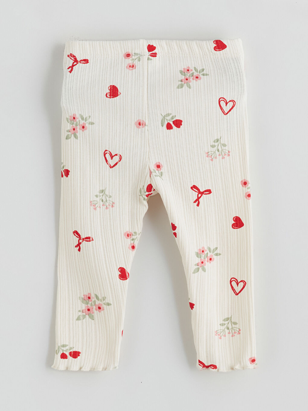 Ekru Kız Bebek Desenli Tayt-1