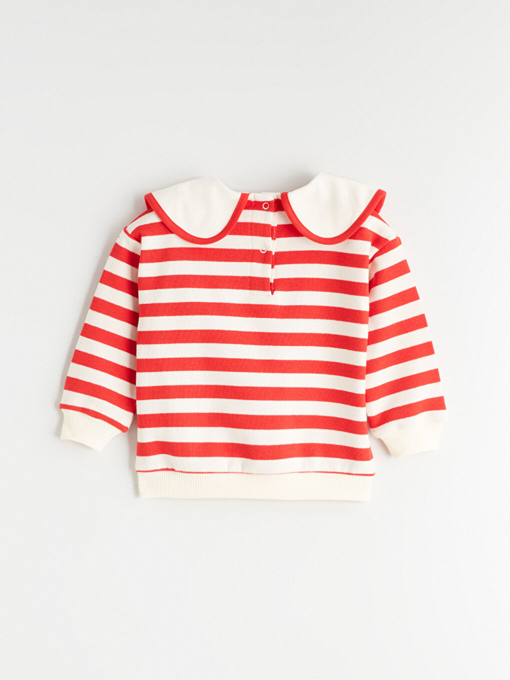 Ekru Bebe Yaka Nakışlı Kız Bebek Sweatshirt-1