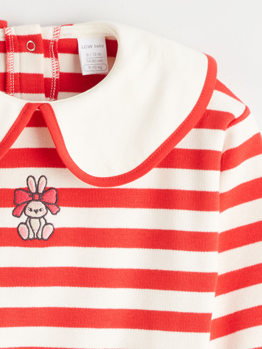 Ekru Bebe Yaka Nakışlı Kız Bebek Sweatshirt-2