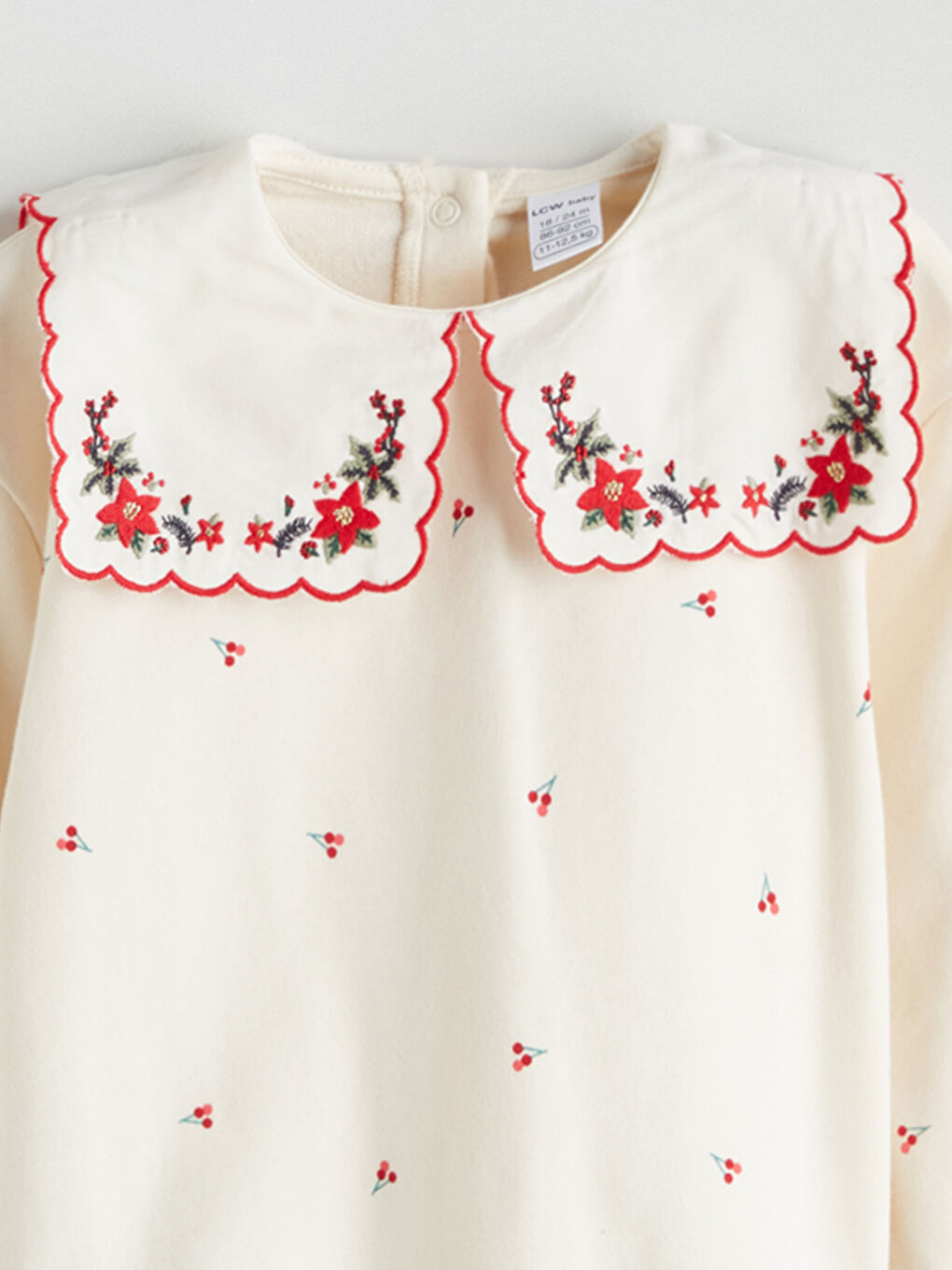 Ekru Bebe Yaka Kız Bebek Sweatshirt-2