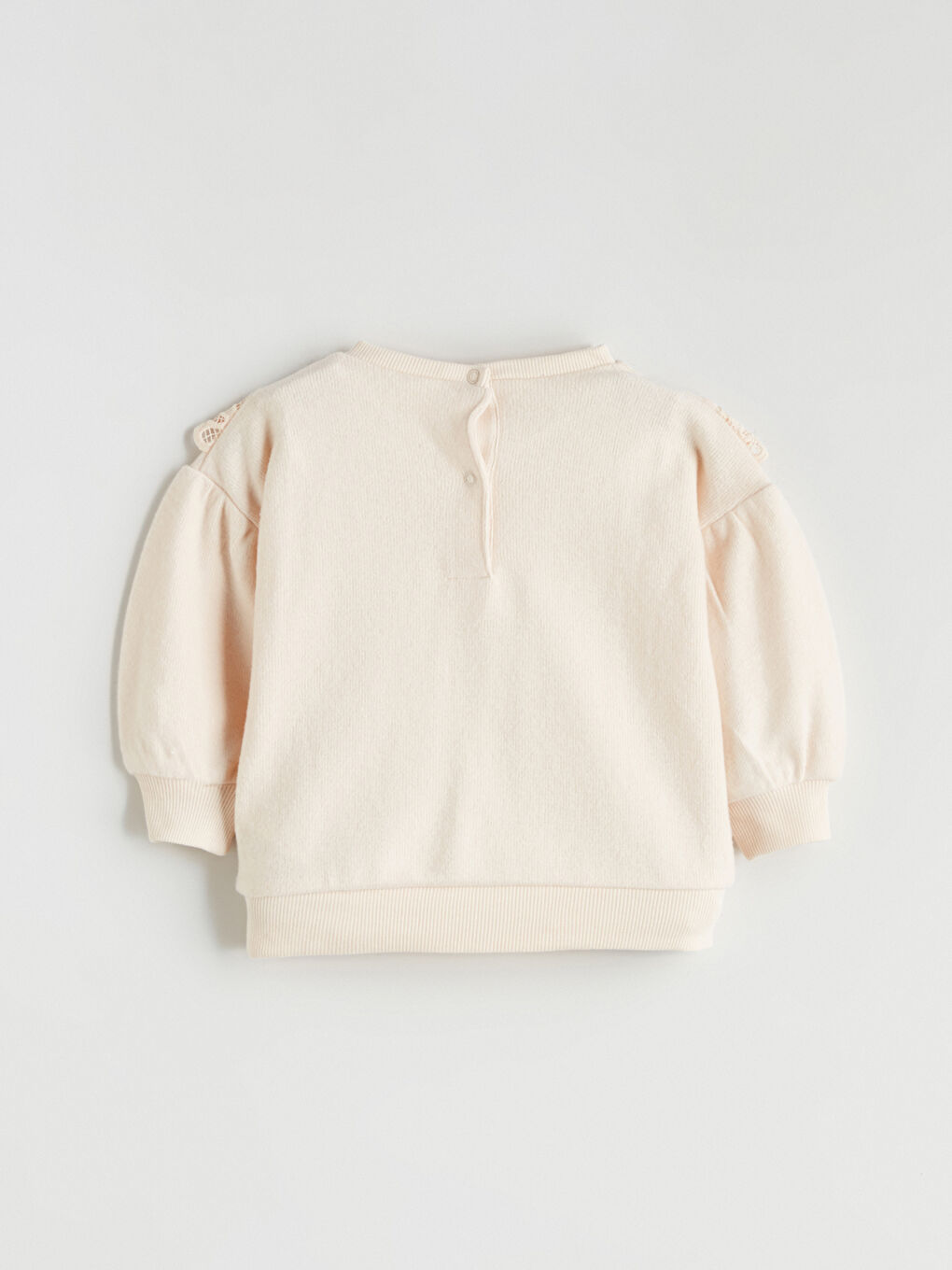 Bej Bebe Yaka Kız Bebek Sweatshirt-1