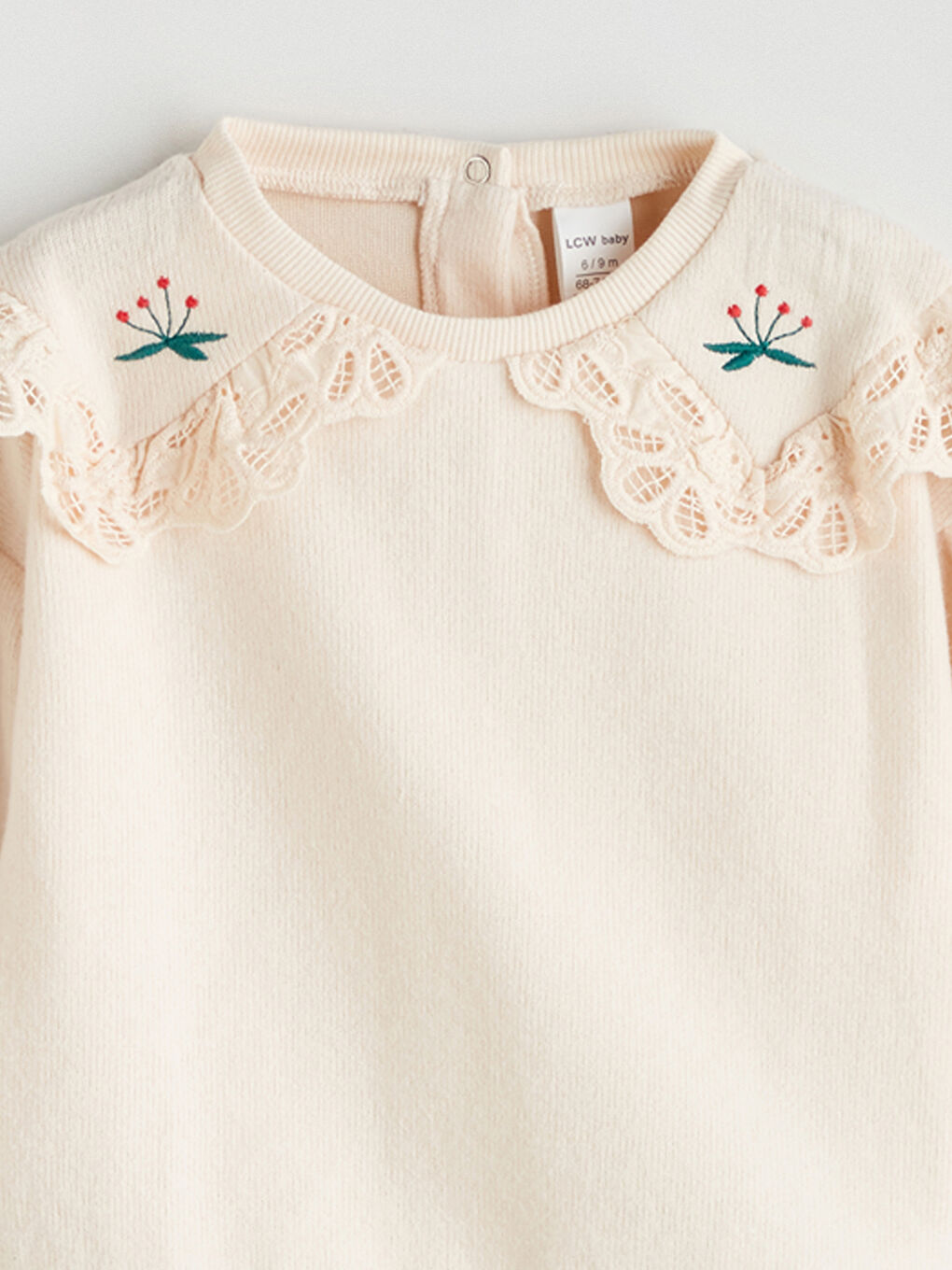 Bej Bebe Yaka Kız Bebek Sweatshirt-2