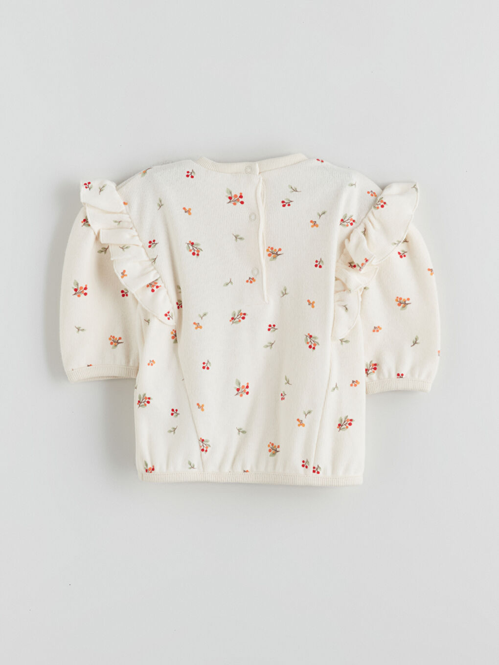 Ekru Bisiklet Yaka Kız Bebek Sweatshirt-1