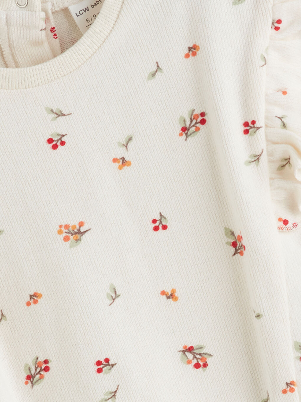 Ekru Bisiklet Yaka Kız Bebek Sweatshirt-2