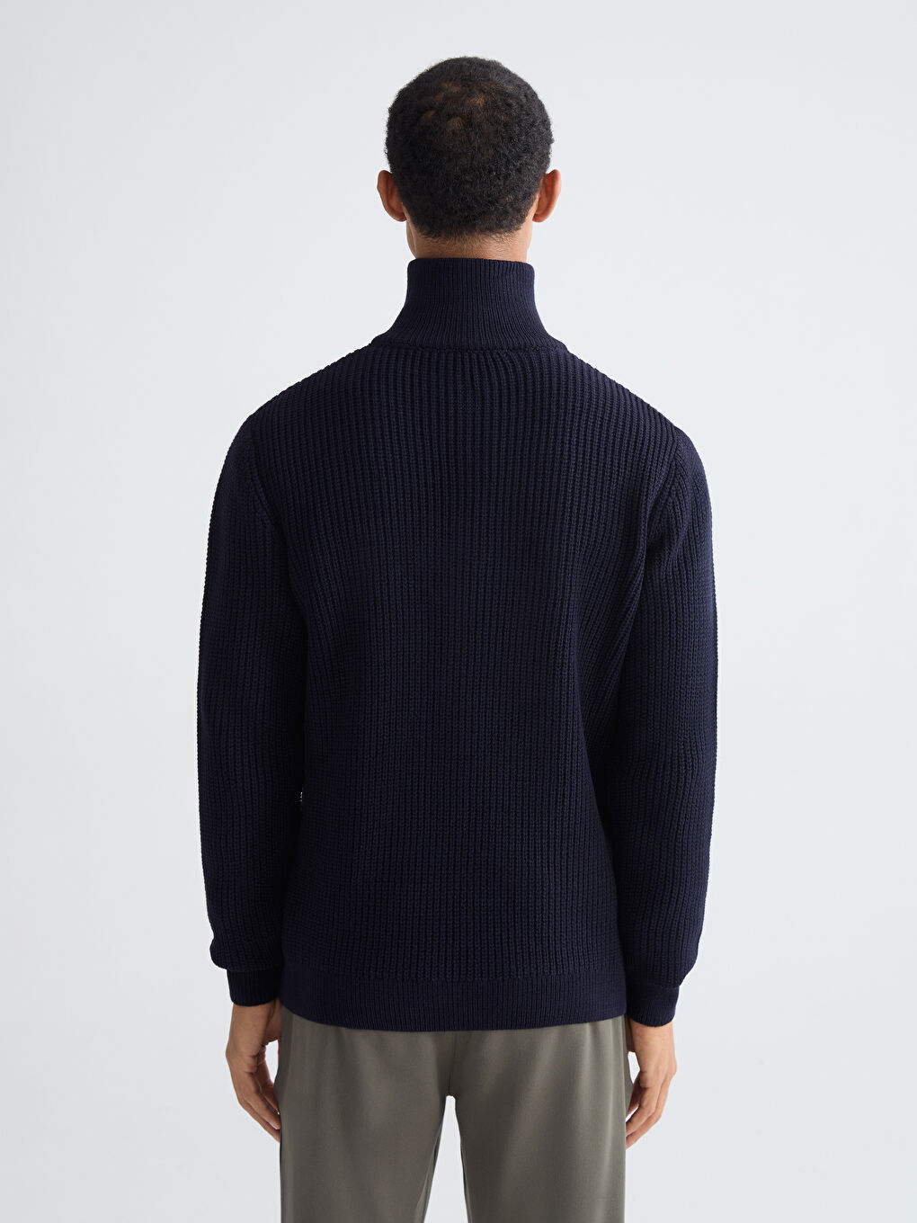 ზიპიანი ძაბრისებრი საყელო მამაკაცის ტრიკოტაჟის სვიტერი-3