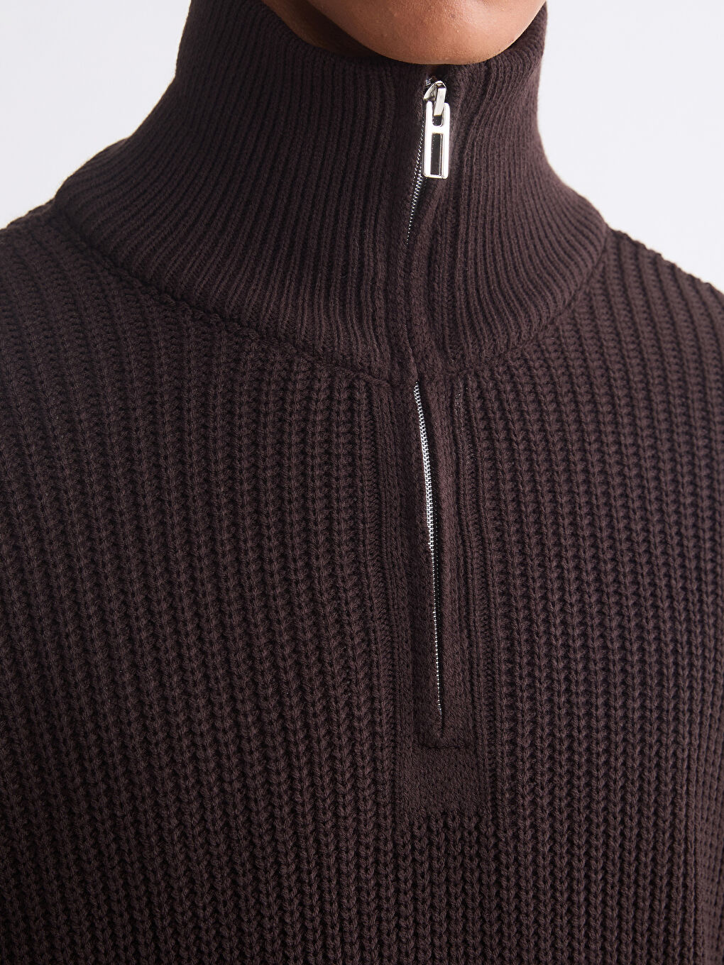 Zippered Funnel Neck Men's Knit Sweater-3