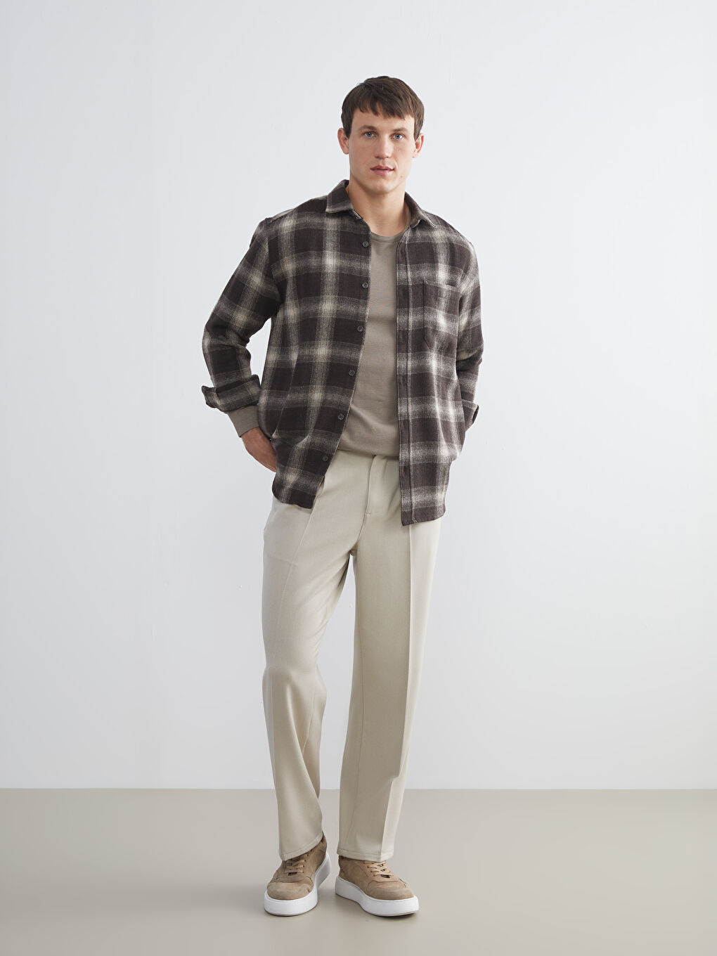 Regular Fit Long Sleeve Plaid Men's Flannel Shirt-1