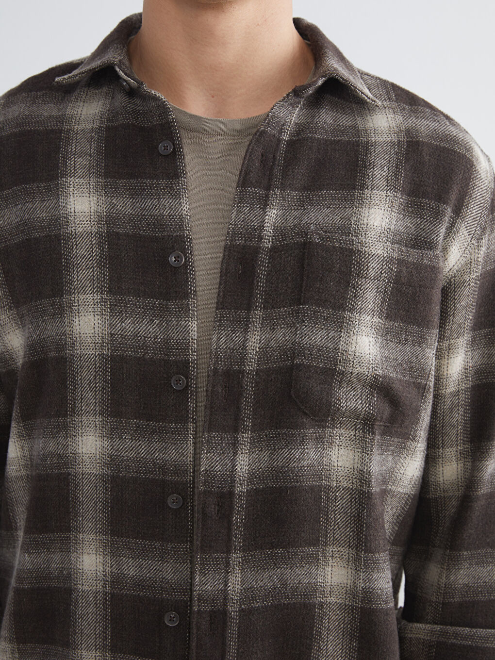 Regular Fit Long Sleeve Plaid Men's Flannel Shirt-2