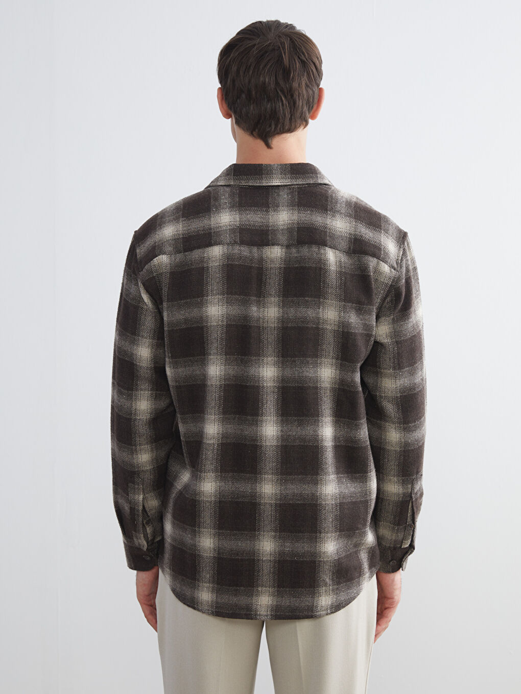 Regular Fit Long Sleeve Plaid Men's Flannel Shirt-3