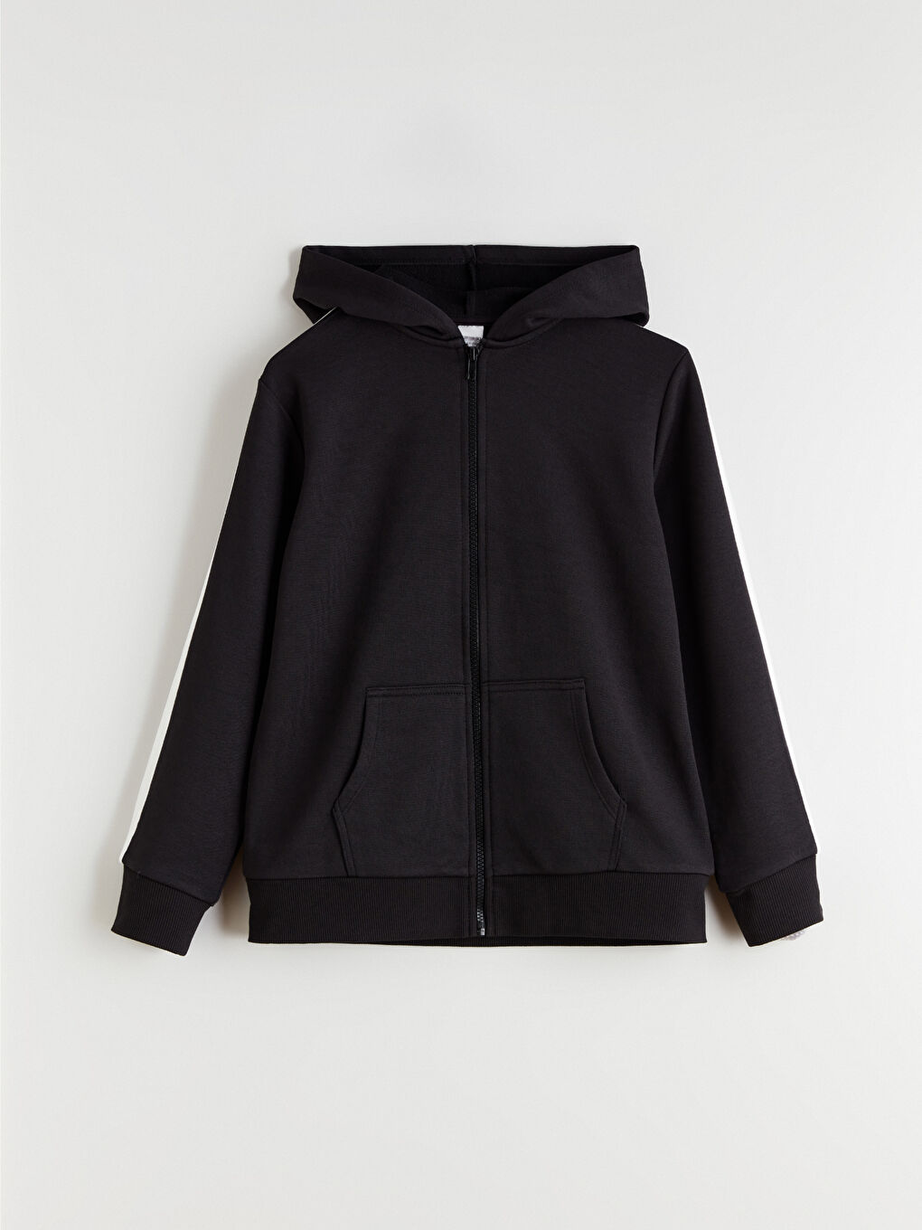 Siyah Kapüşonlu Kız Çocuk Fermuarlı Sweatshirt