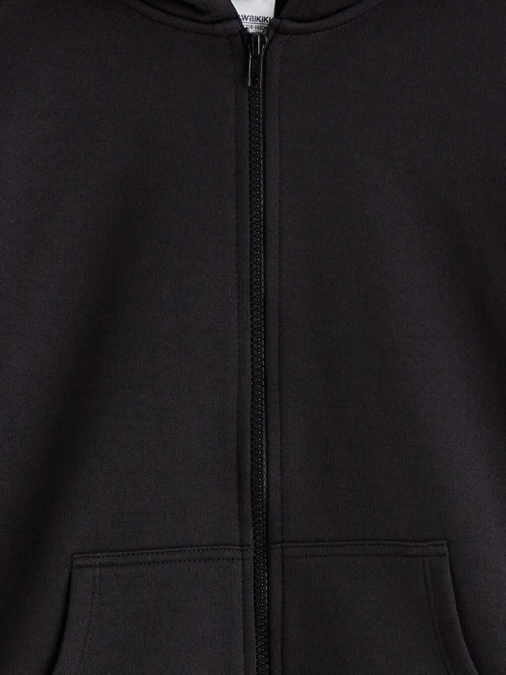Siyah Kapüşonlu Kız Çocuk Fermuarlı Sweatshirt-1