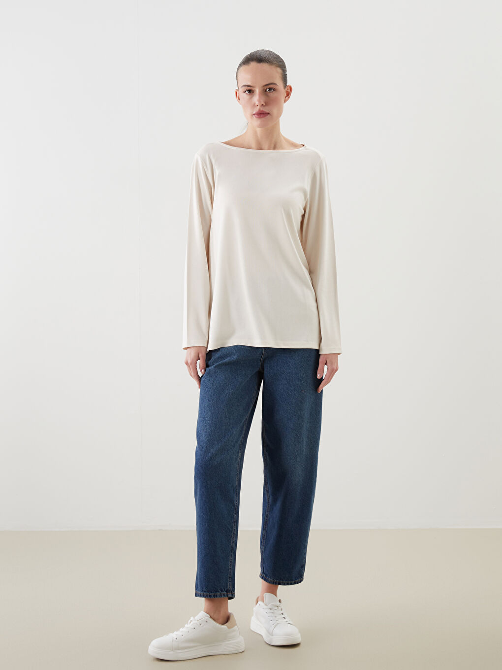 LCW ECO Slash Neck Women's T-Shirt -W5FD09Z8-SGG