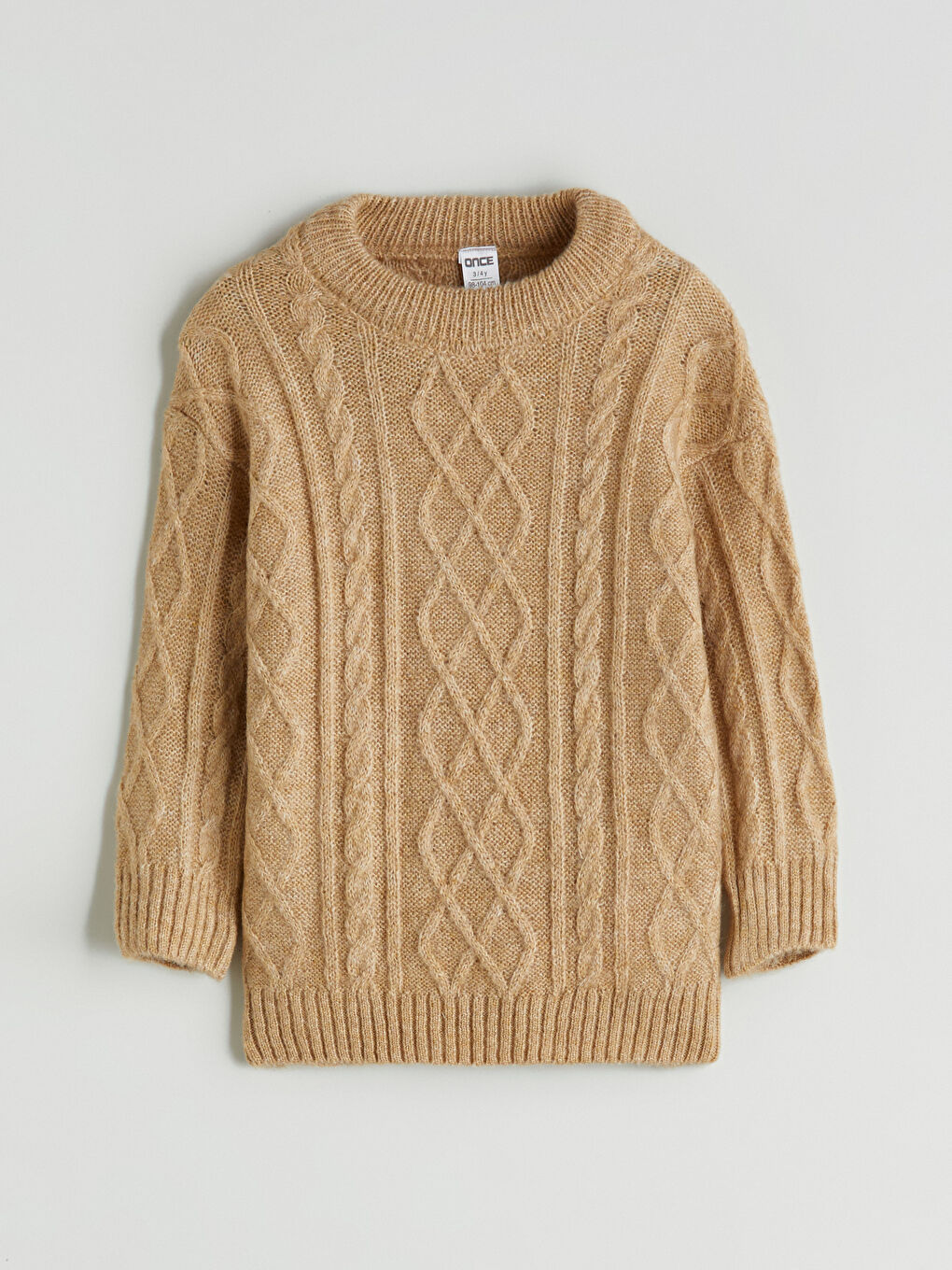 Bej Bisiklet Yaka Uzun Kollu Erkek Bebek Triko Kazak