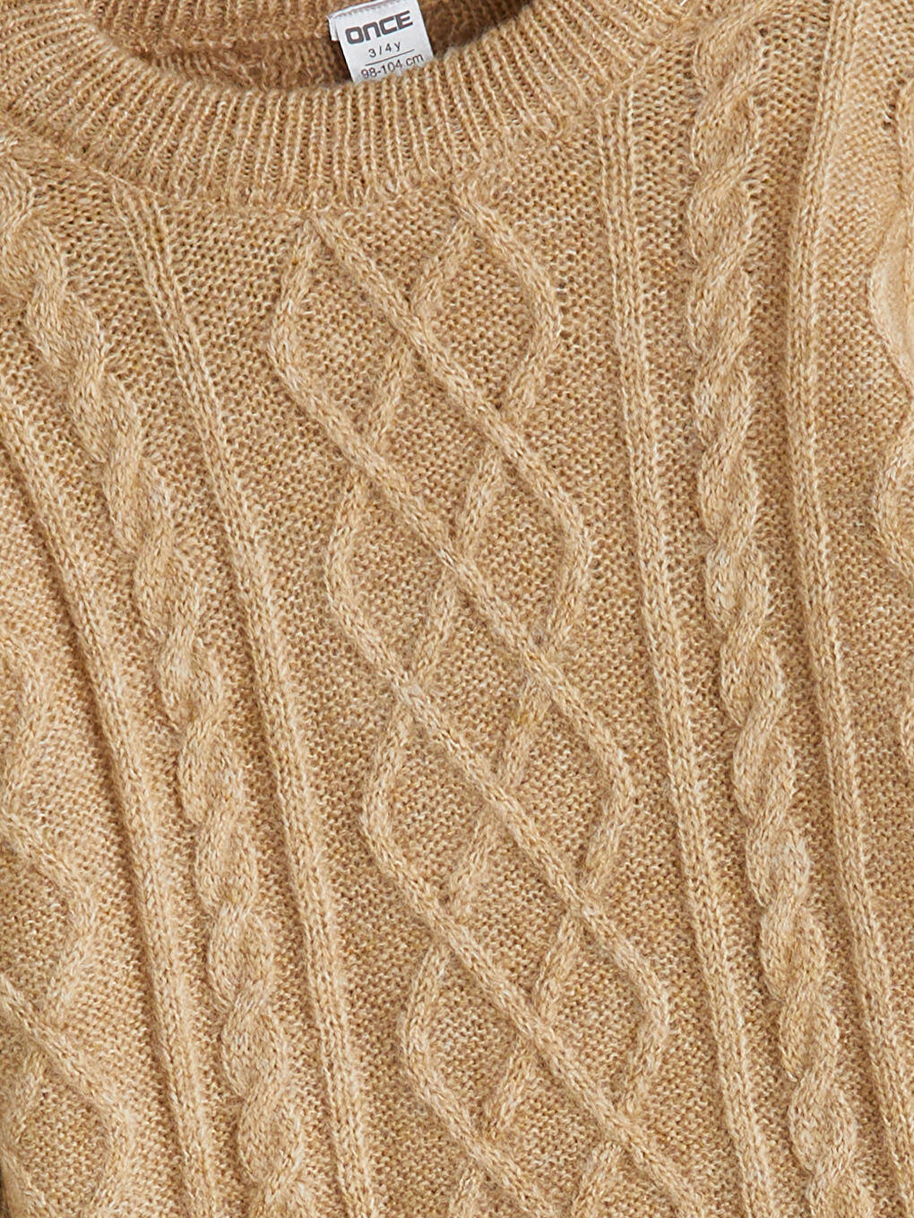 Bej Bisiklet Yaka Uzun Kollu Erkek Bebek Triko Kazak-1