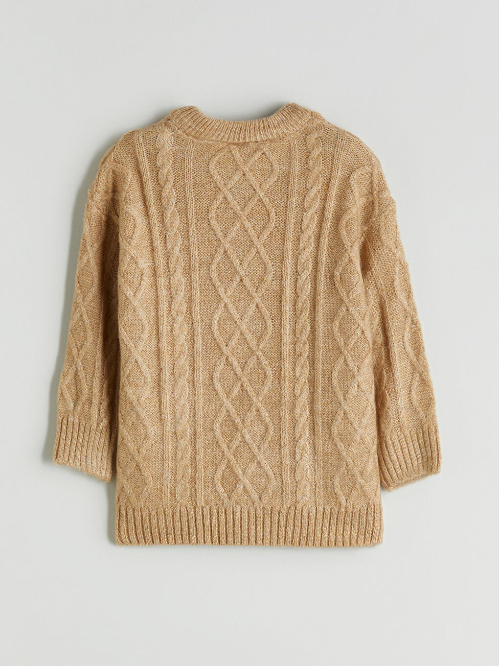 Bej Bisiklet Yaka Uzun Kollu Erkek Bebek Triko Kazak-2