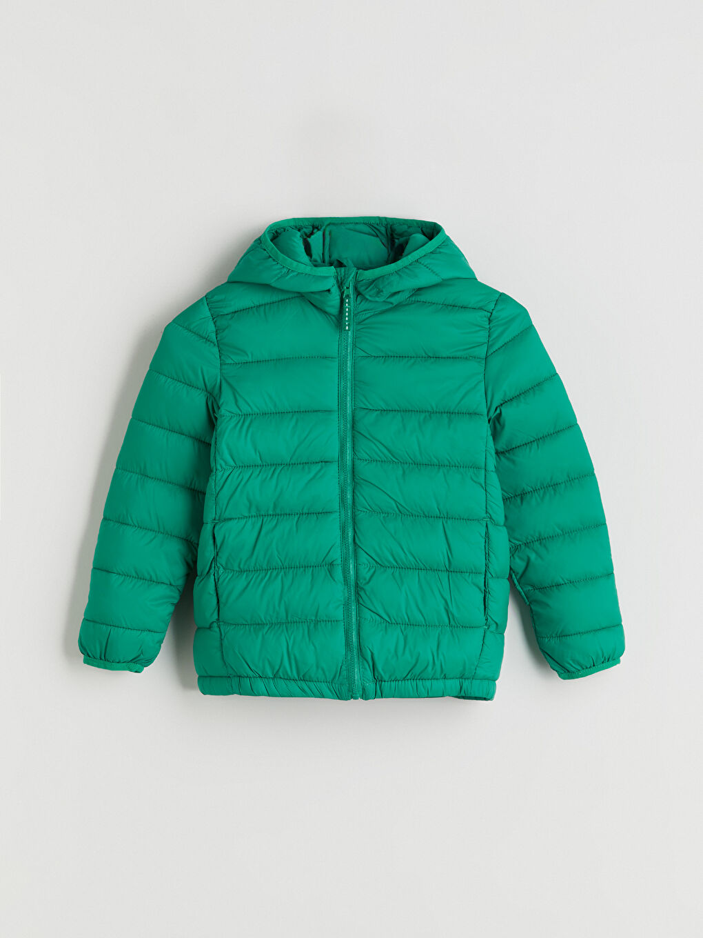 Yeşil Kapüşonlu Erkek Çocuk Şişme Mont