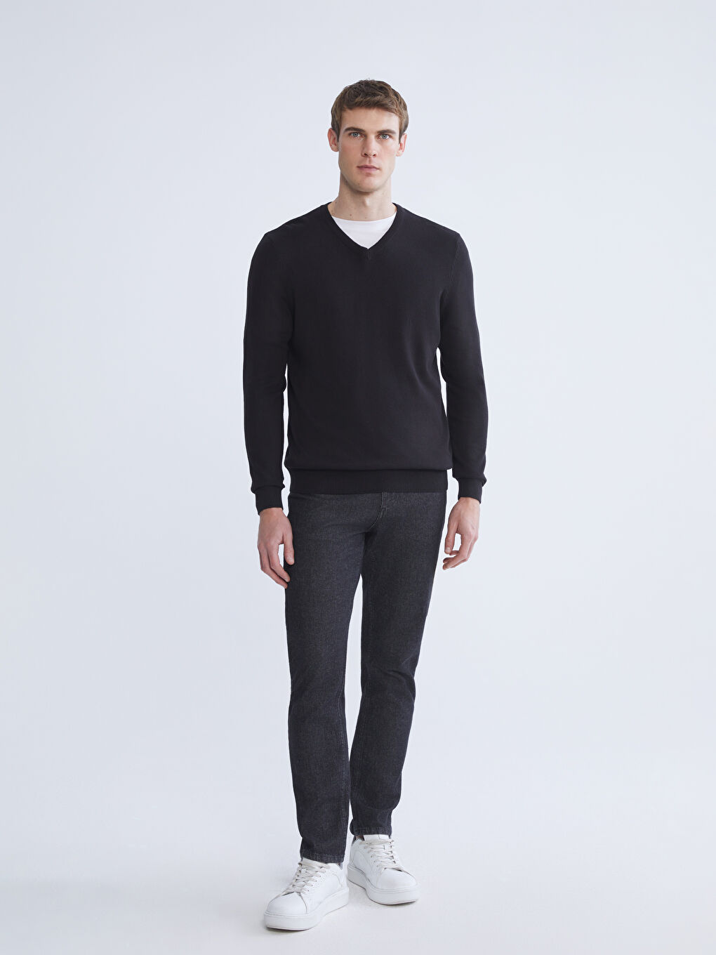 V Neck Long Sleeve Men's Knitwear Sweater-1