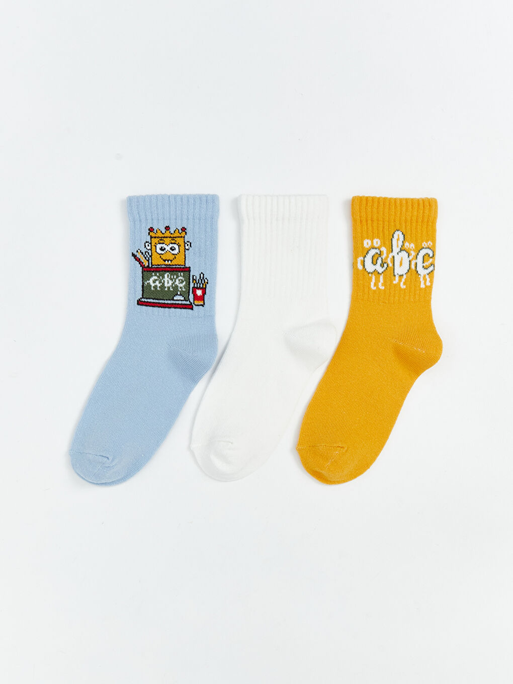 Mavi Desenli Erkek Çocuk Soket Çorap 3'lü