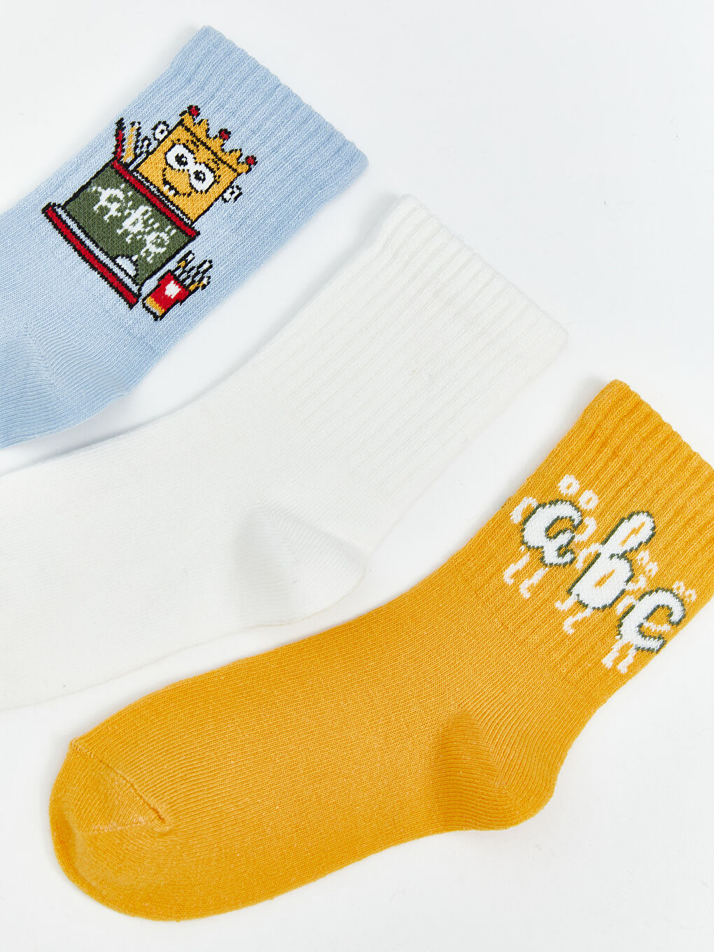 Mavi Desenli Erkek Çocuk Soket Çorap 3'lü-1