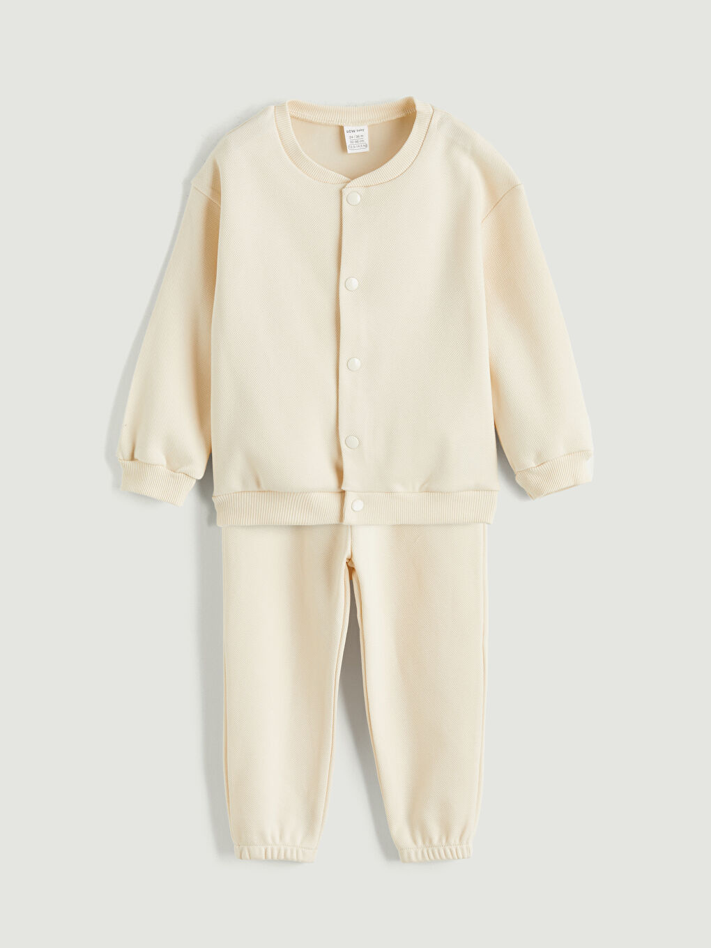 Bej Bisiklet Yaka Erkek Bebek Hırka ve Eşofman Altı