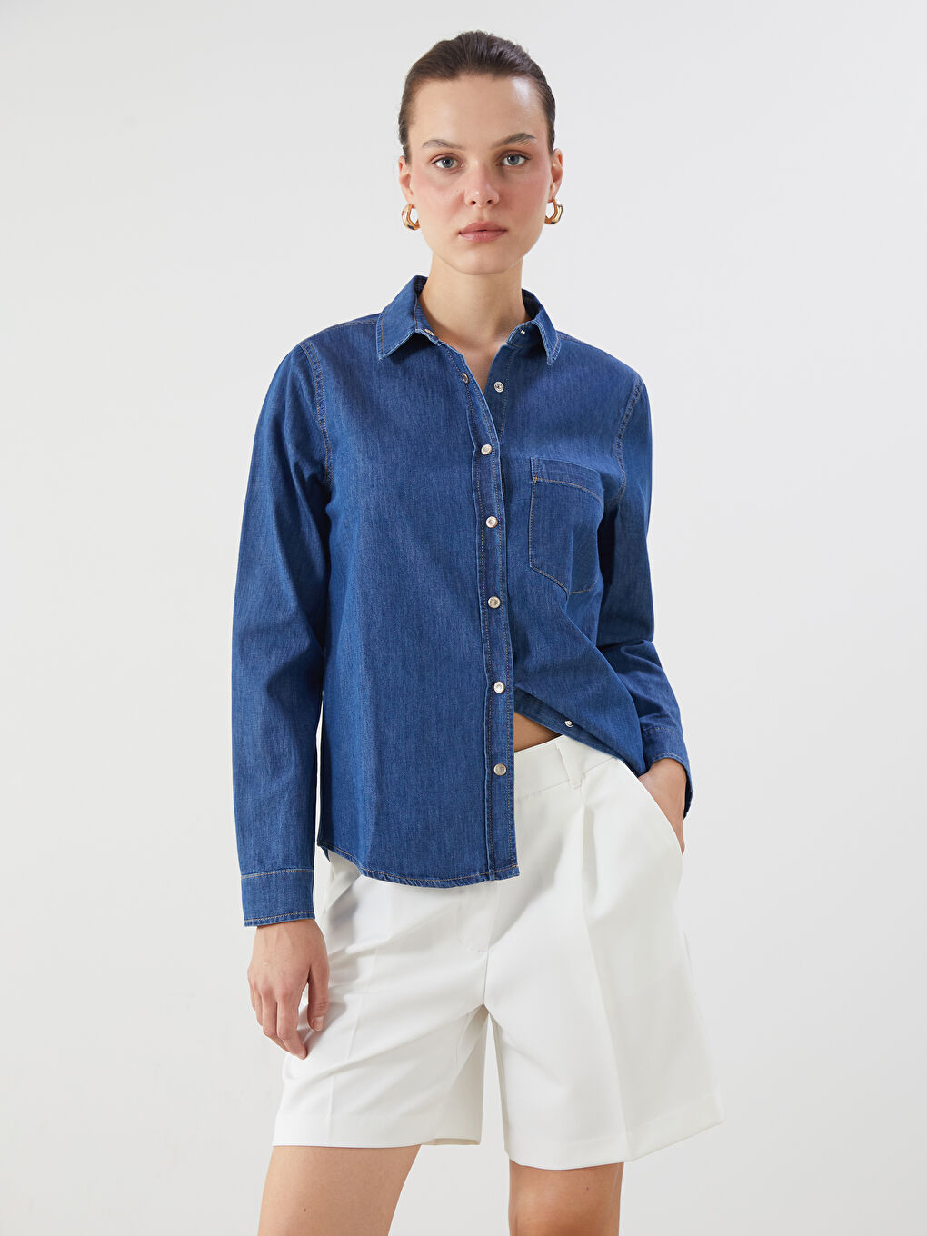 LCW ECO Regular Fit Women's Denim Shirt -W5FD62Z8-309