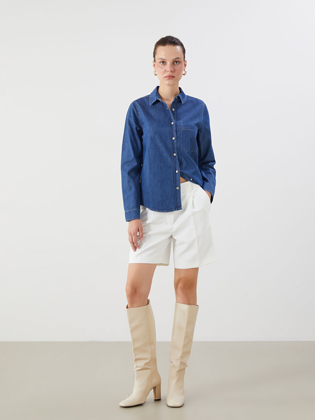 LCW ECO Regular Fit Women's Denim Shirt -W5FD62Z8-309
