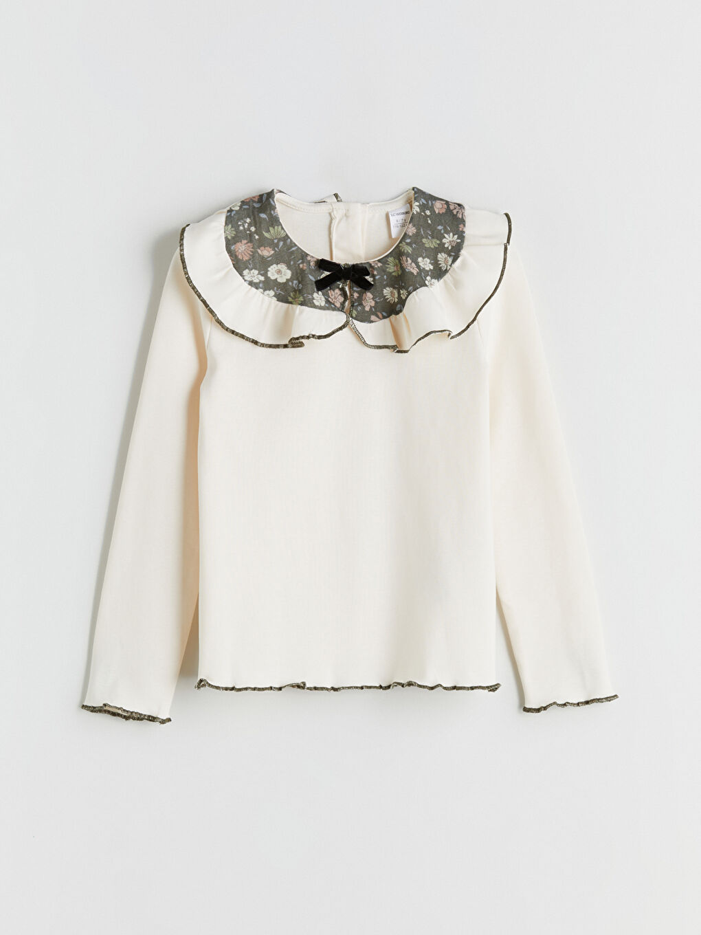 Peter Pan Collar Floral Girls' T-Shirt