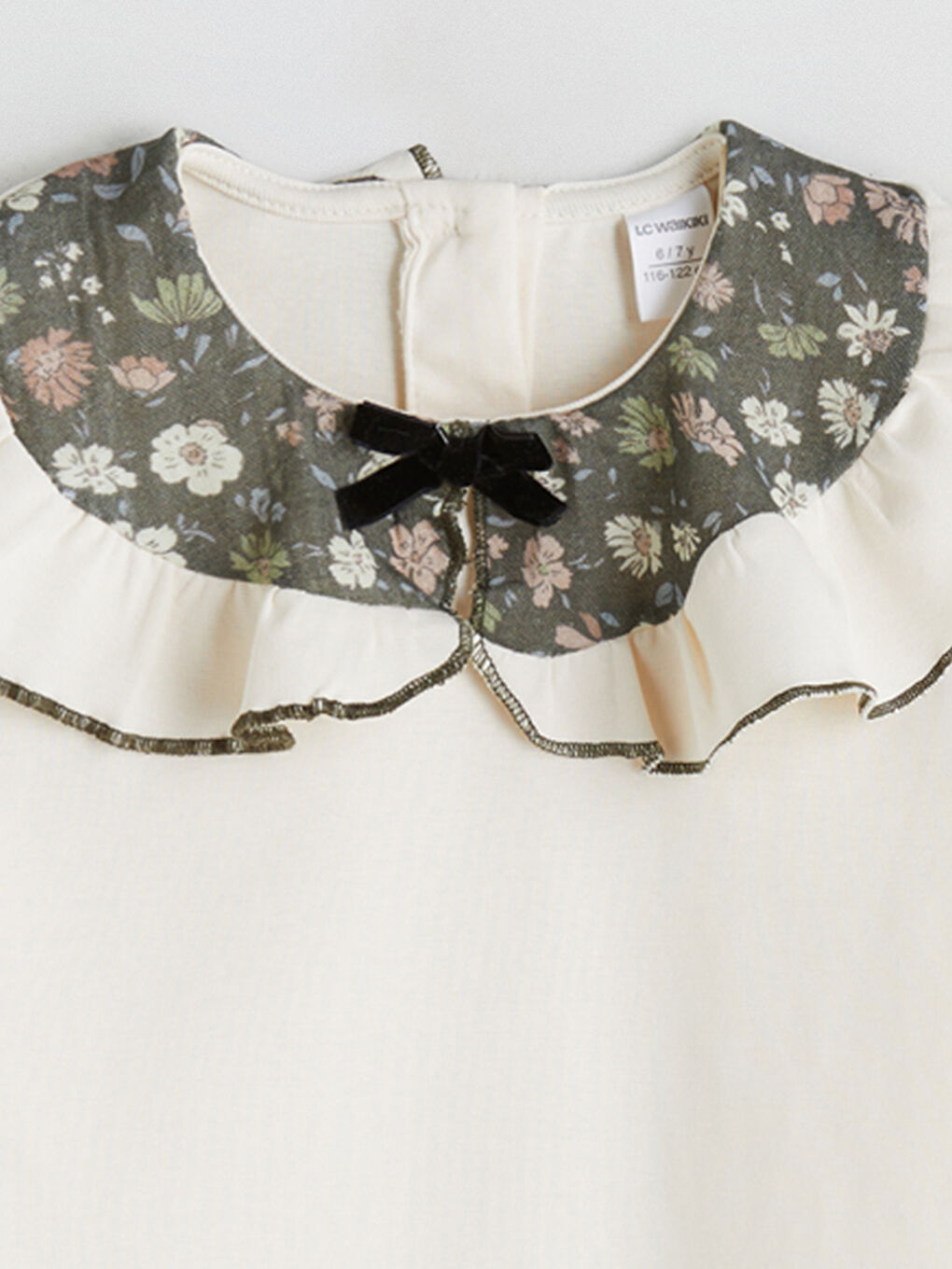 Peter Pan Collar Floral Girls' T-Shirt-1