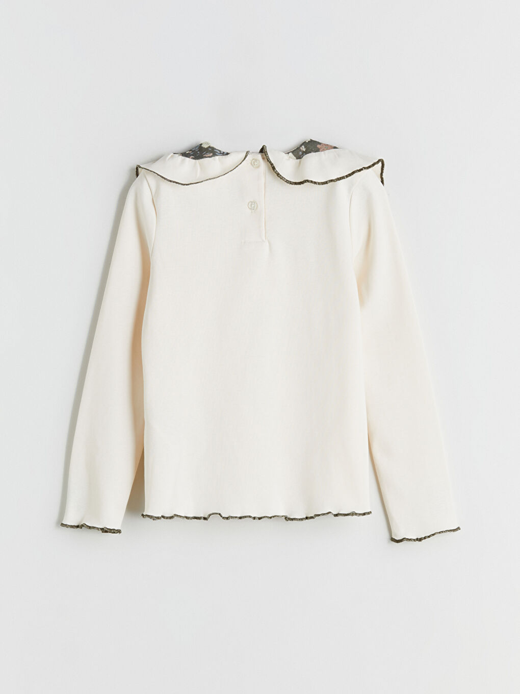 Peter Pan Collar Floral Girls' T-Shirt-2