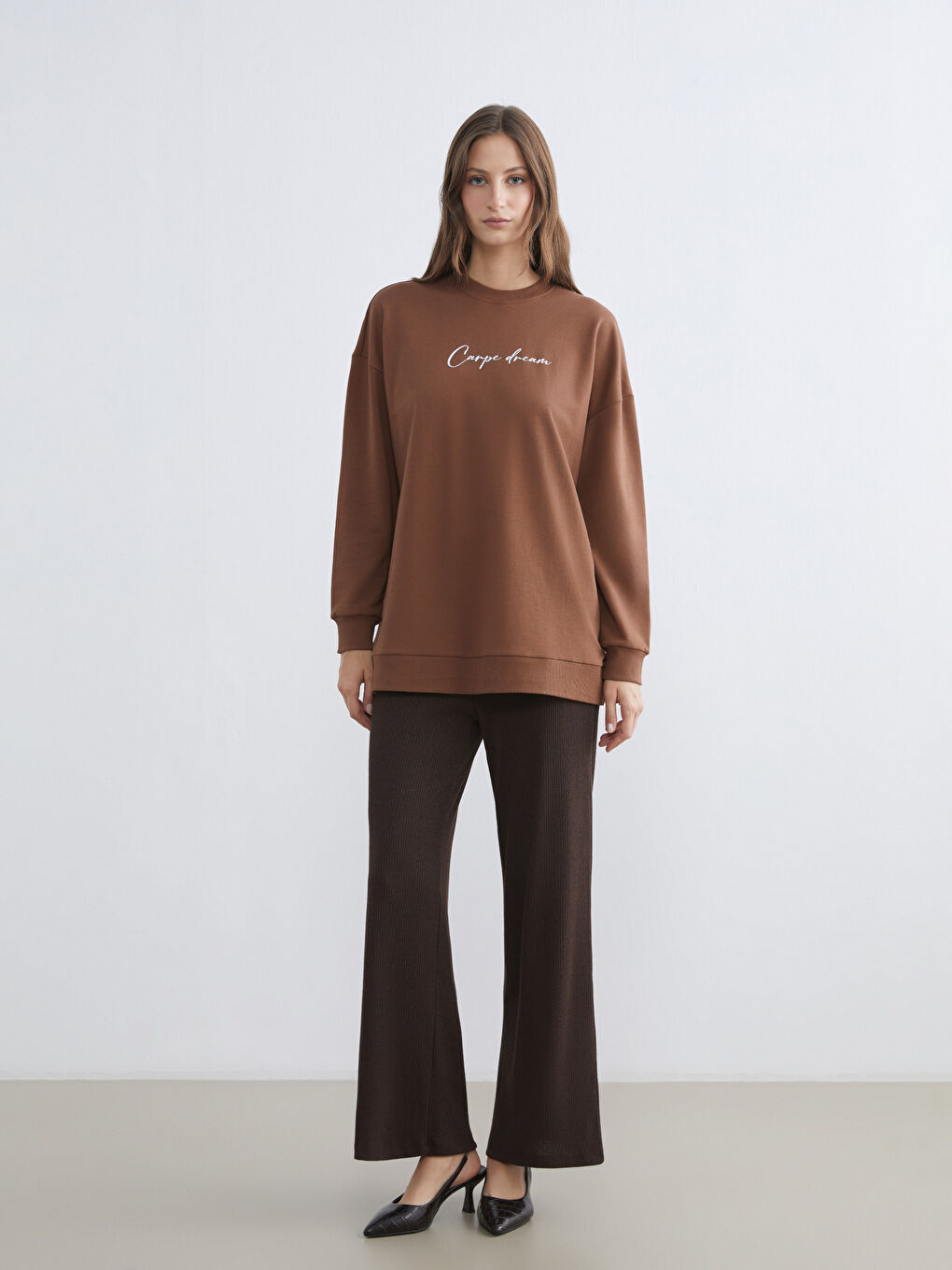 Woman BROWN Sweatshirt Tunic-1