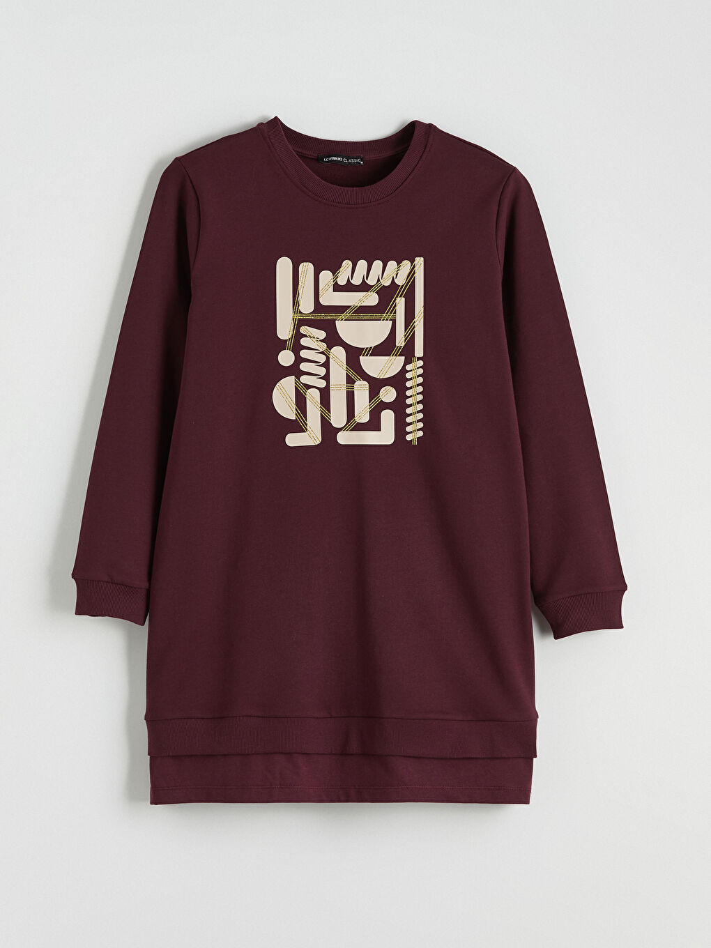 Crew Neck Printed Women's Sweatshirt Tunic-4